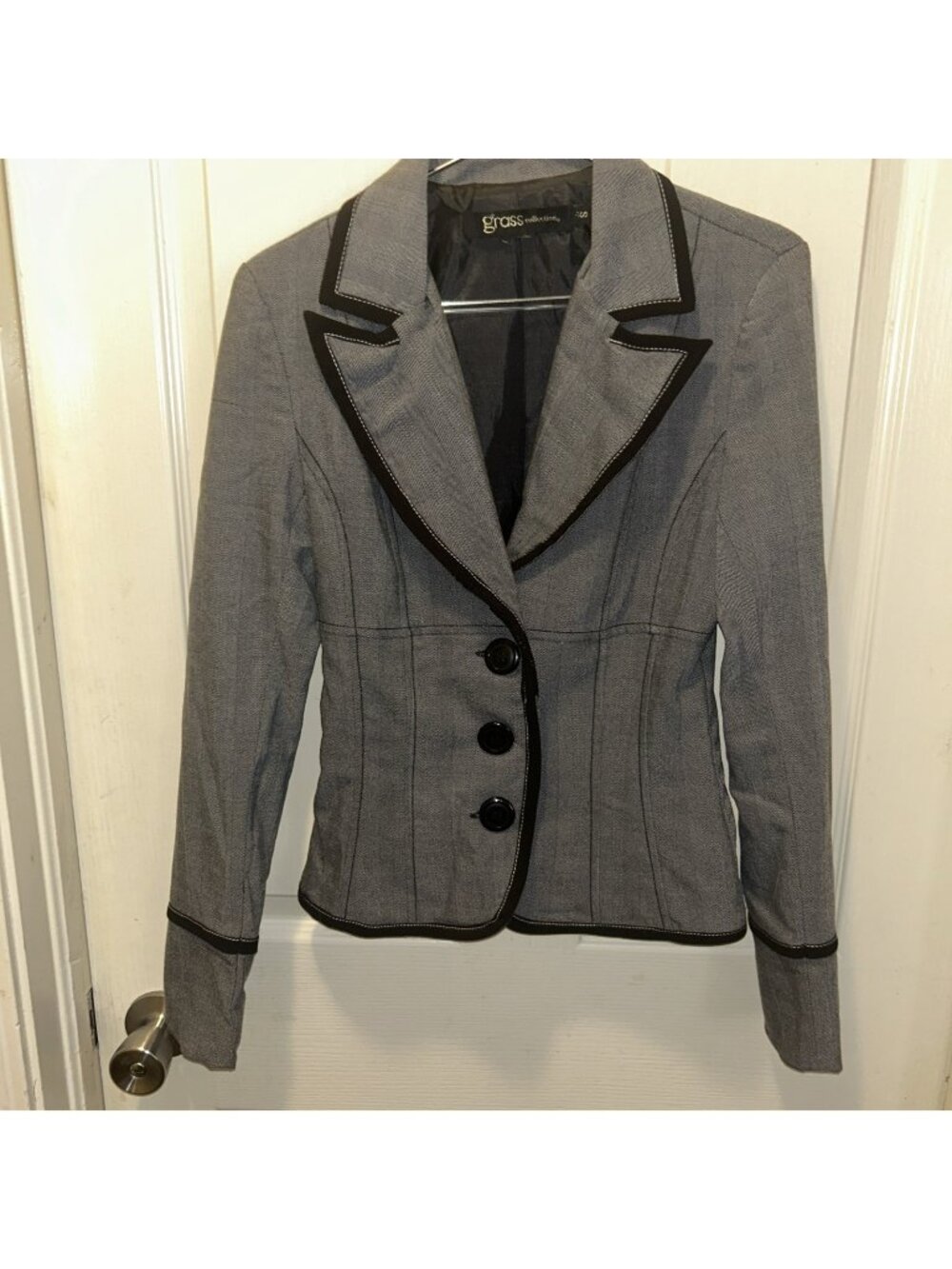Grass Collection Womens Size Small Modern coat waist forming Jacket Black gray
